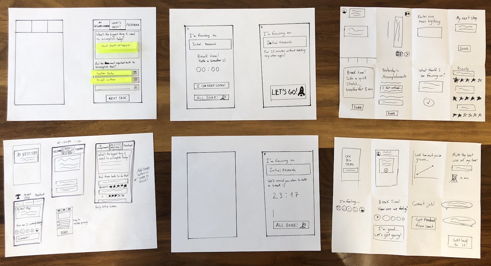 Set Out Lo-fi Prototype Sketches