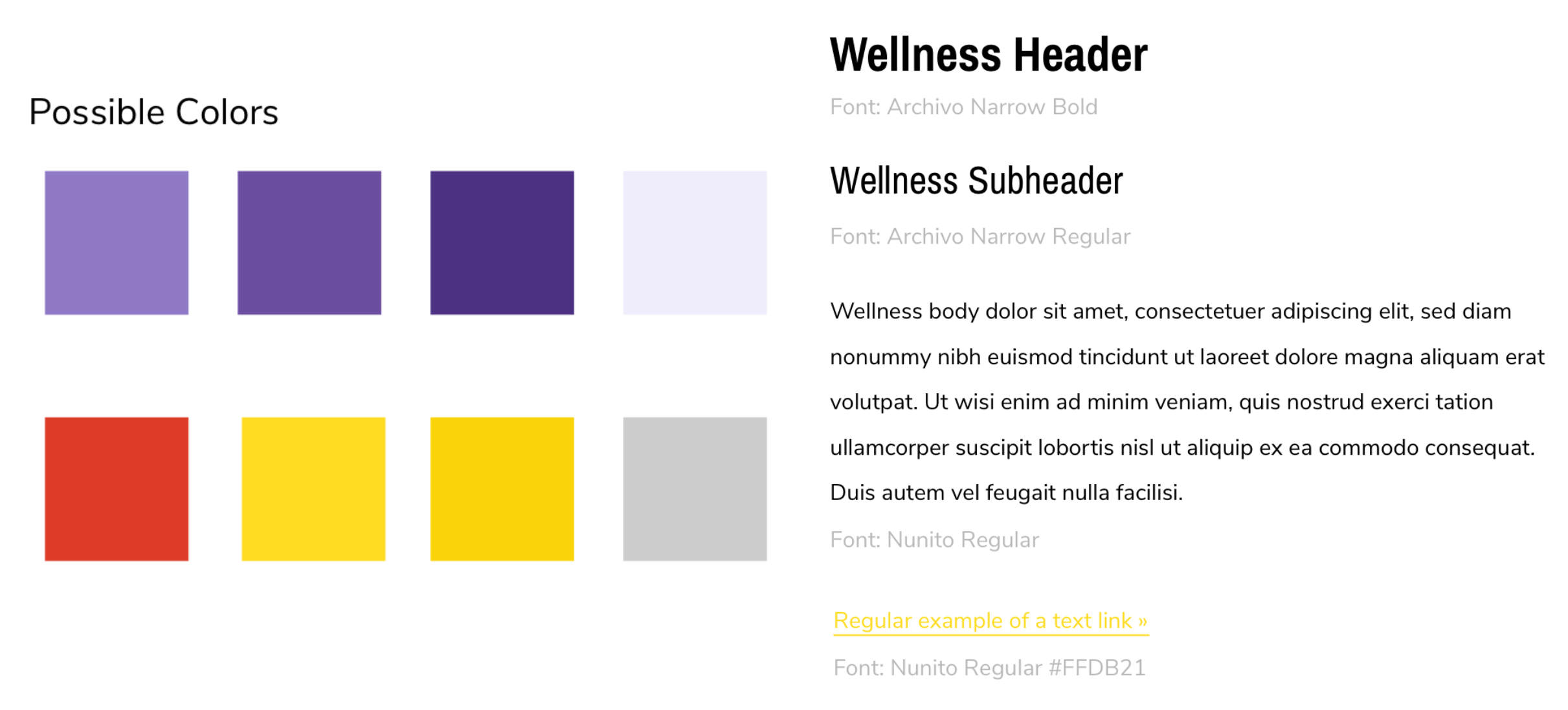 Style Guide Colors and Typeface