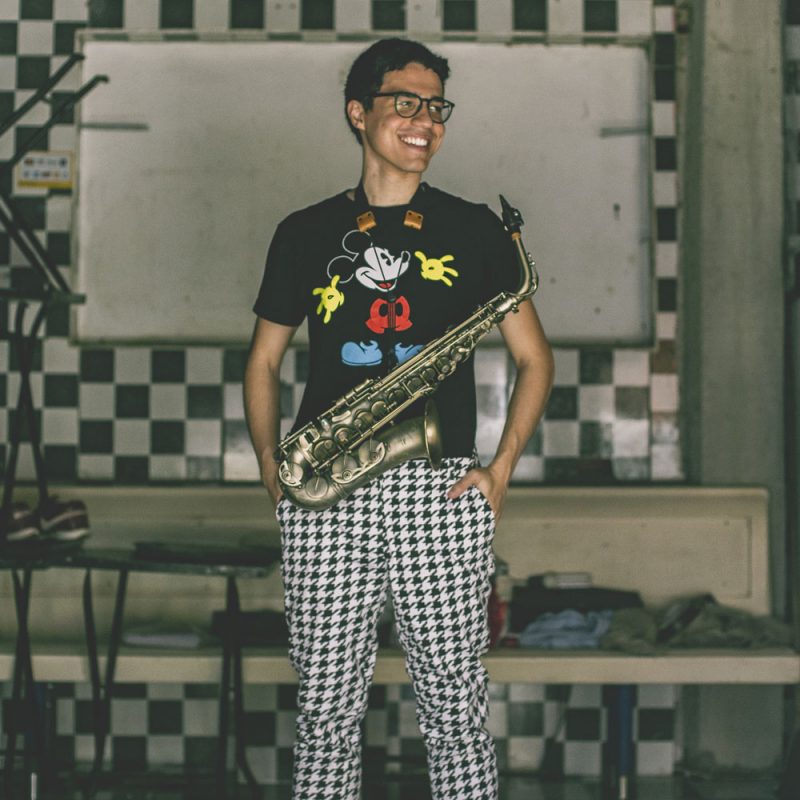 Image of Matt with his saxophone